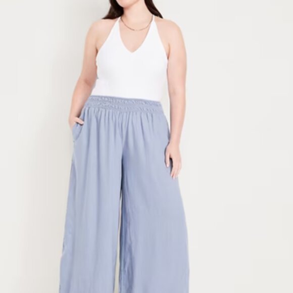 Old Navy Mid-Rise Linen-Blend Super Wide-Leg Palazzo Pants Size PETITE X-Small - Picture 3 of 4